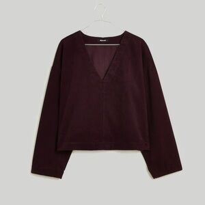 Madewell Waffle-Knit Relaxed V-Neck Top - Size small Black Iris